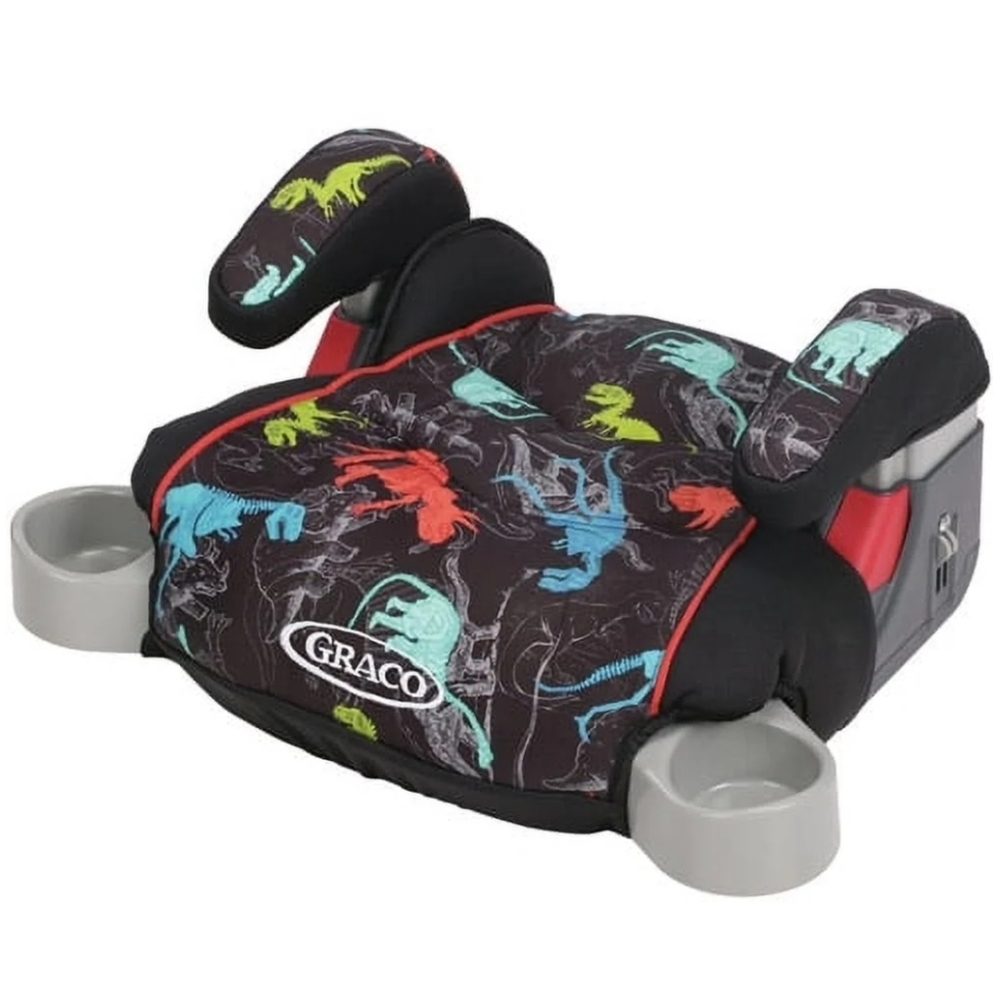 Kids Booster Seat with Dinosaur Print - Black and Gray
